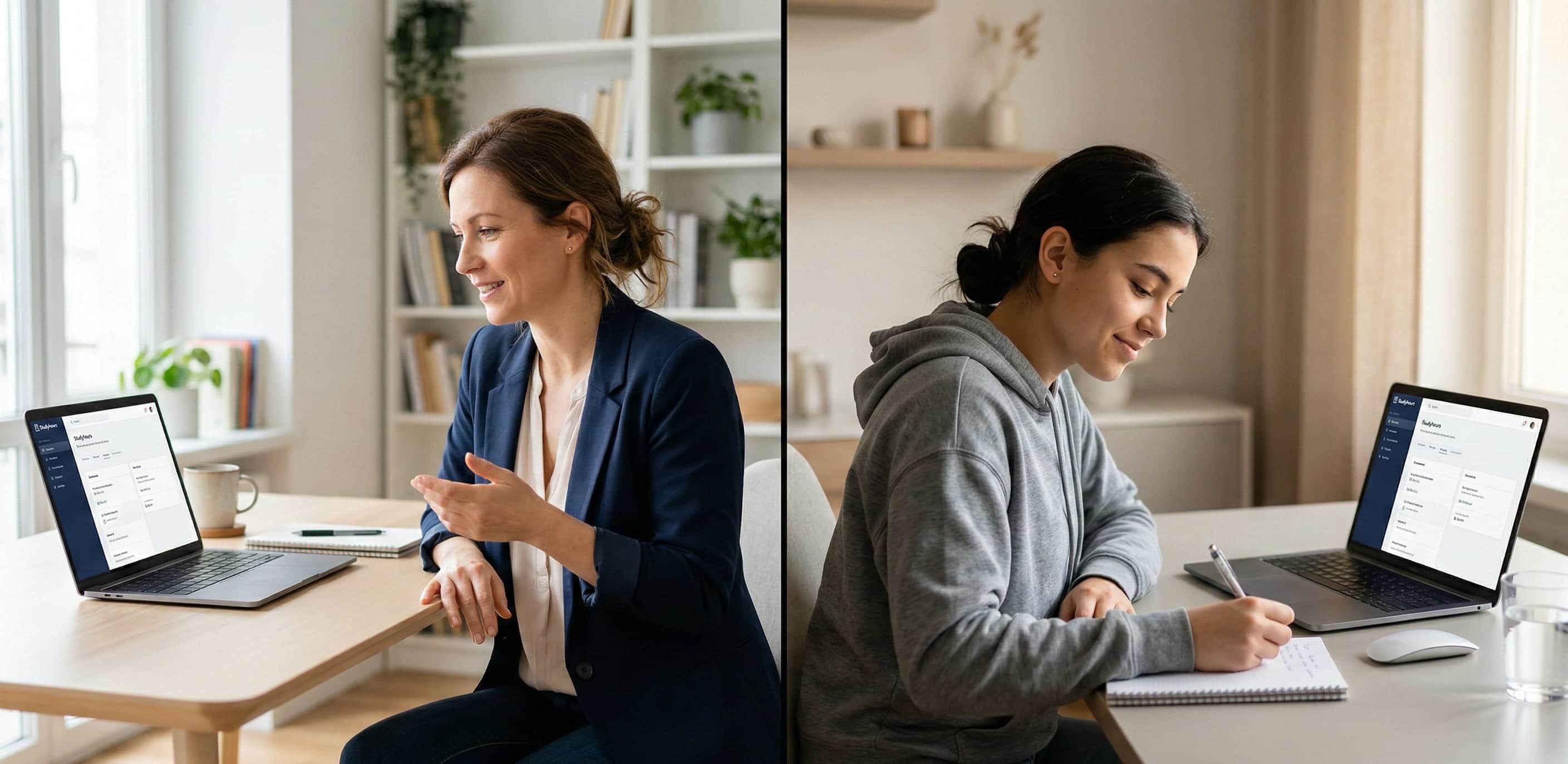 Student and tutor in a focused online learning session
