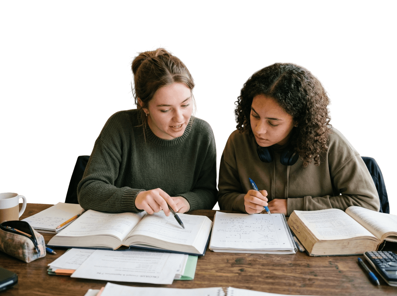 A-Level tutor and student collaborating