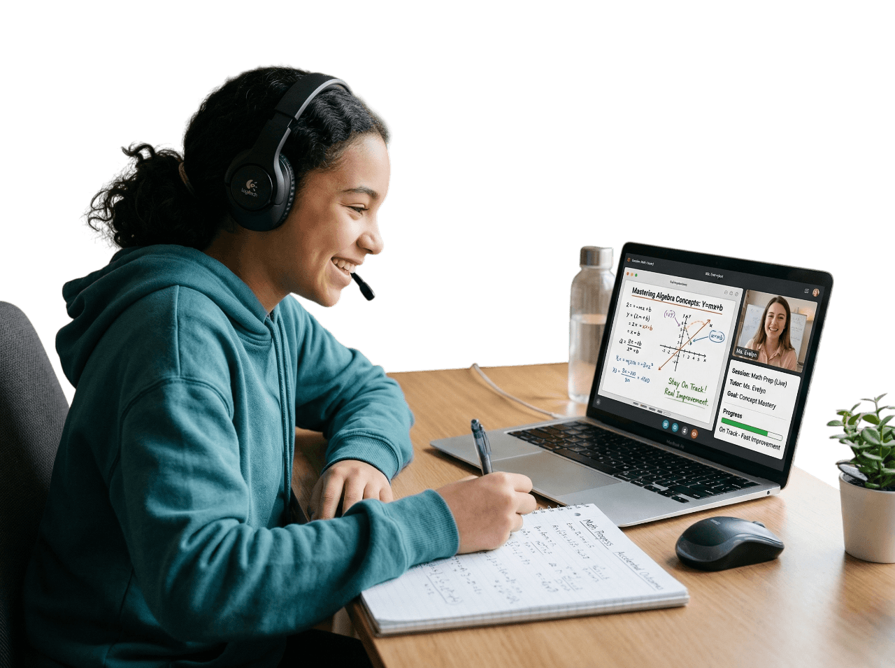Young student smiling and learning