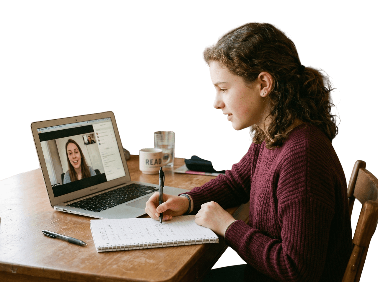 Online tutor using AI-assisted feedback tools to guide a student